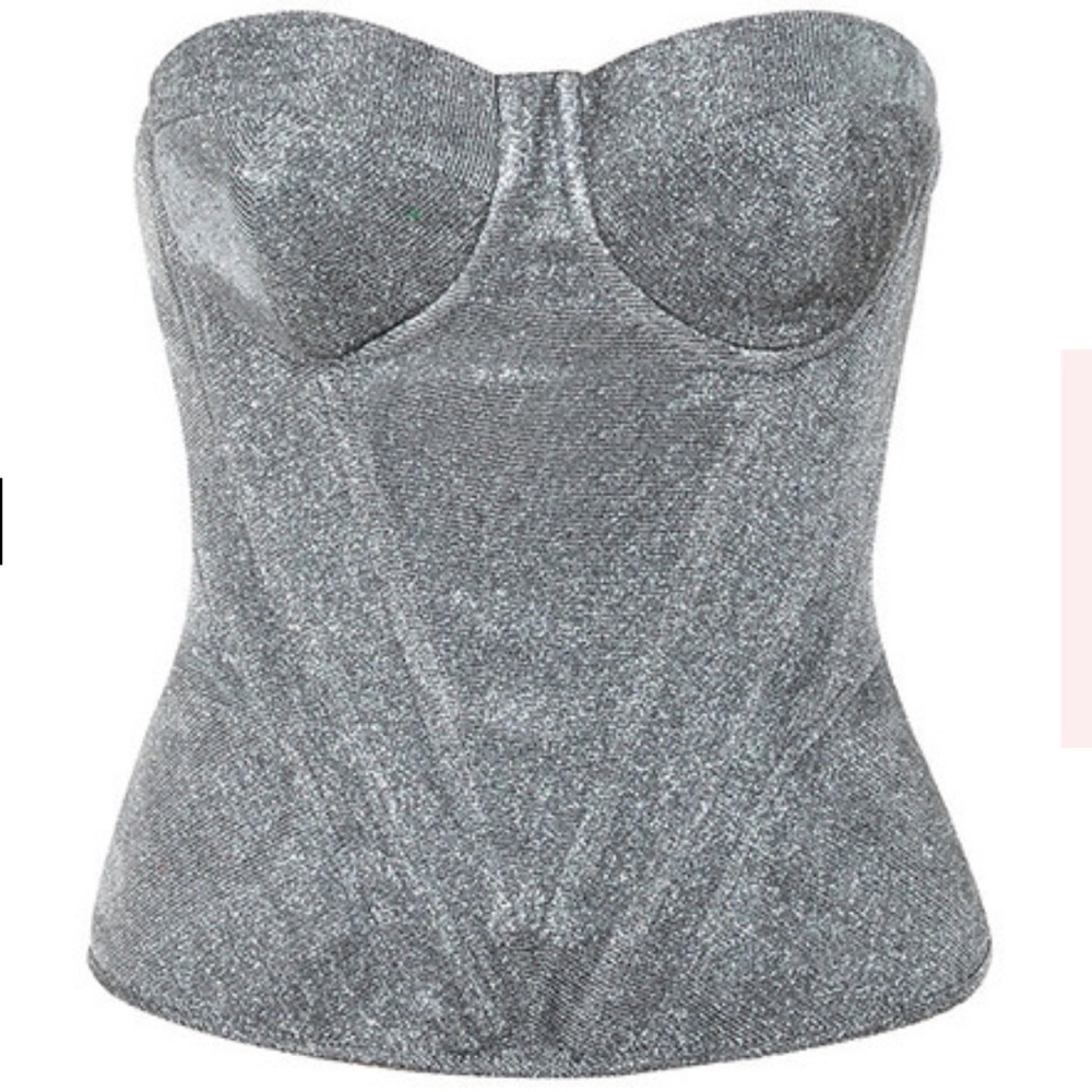 House Of CB “DONATELLA” 
SILVER SPARKLY CORSET
